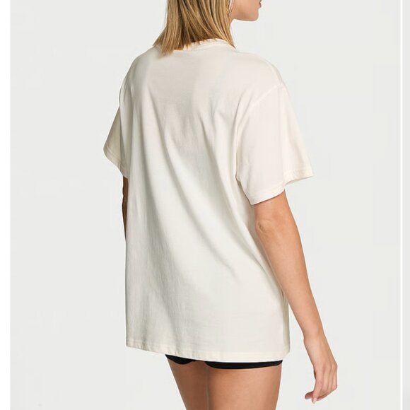 Angel Essentials Cotton Rhinestone Wings White Oversized Tee - NWT - Picture 4 of 6